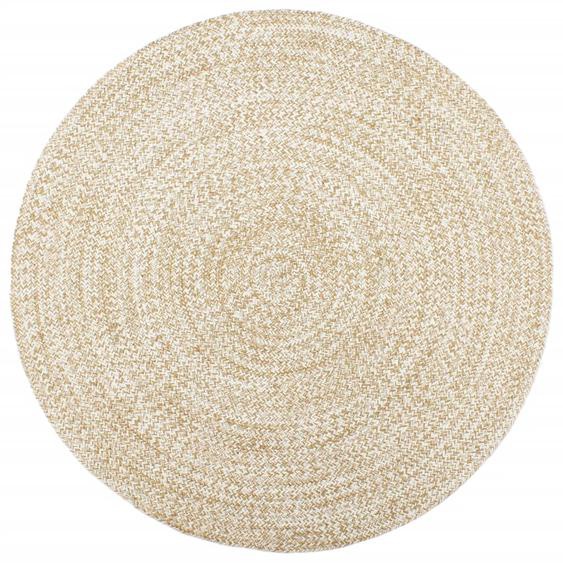 Tapis fait à la main Jute Blanc et marron 240 cm