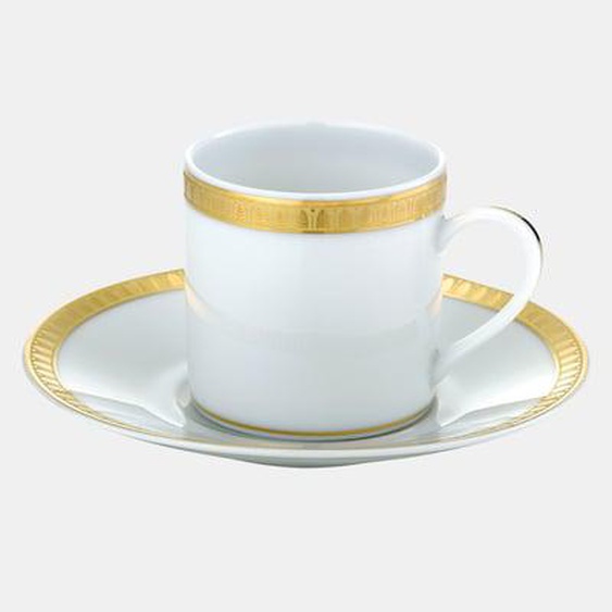 Tasse à café avec soucoupe en porcelaine finition or - MALMAISON