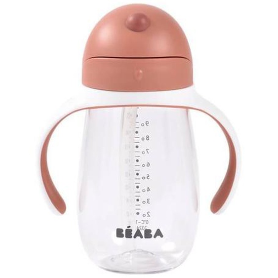 Tasse Paille - Beaba - 300ml - Terracotta - Etanche - Ouverture Facile - Hygienique Rouge