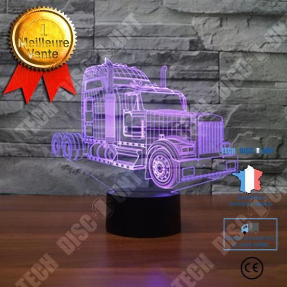 TD® Camion Veilleuse 3D Touche colorée Lumière visuelle LED Atmosphère de cadeau Lampe de table en trois dimensions visuelle 3D