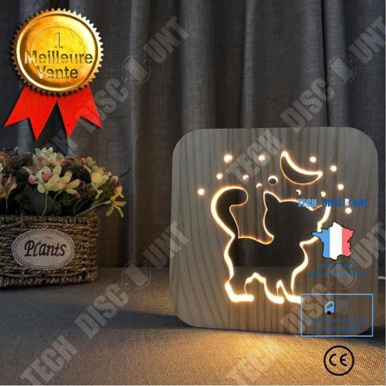 TD® LAMPE A POSER Mixte - mignon Veilleuse 3D Éclairage créatif Décoration maison - Chat - jaune QP™