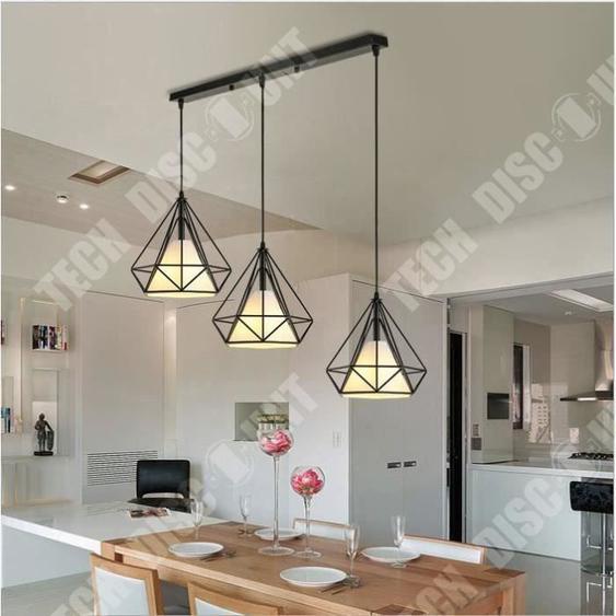 TD® Lustre Suspension Cage Forme Diamant Ajustable-Luminaire Contemporain 25cm 110-221V-Corde Salle à Manger,Bar Lustres