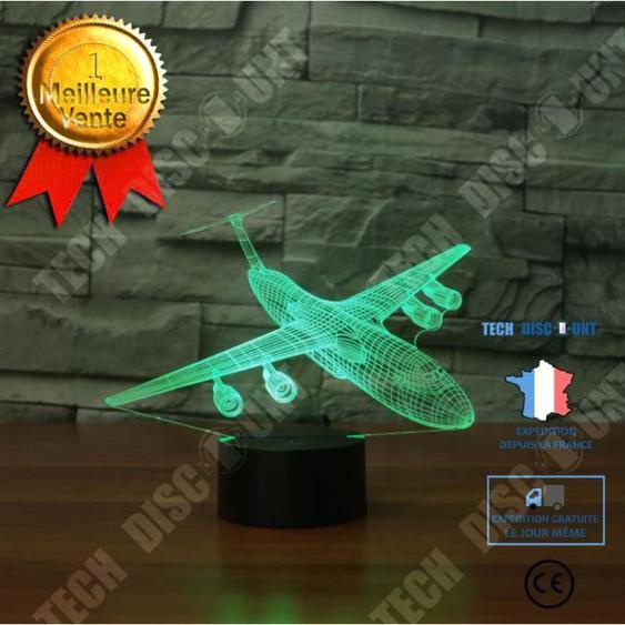 TD® Nouvel avion 3D veilleuse télécommande tactile colorée LED lumière visuelle lampe de table cadeau créatif