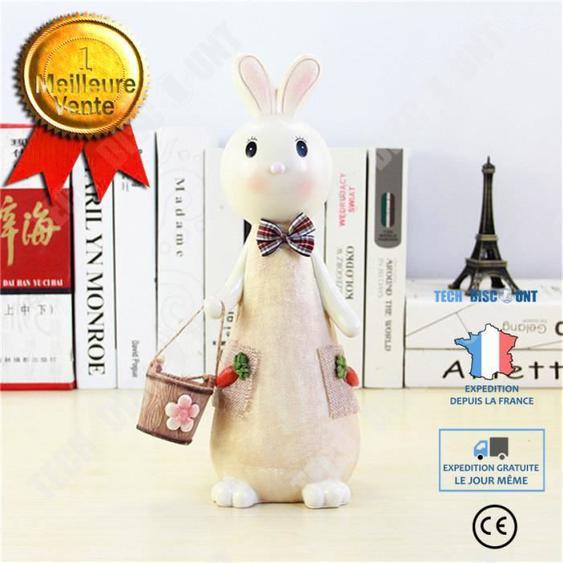 TD® Petits lapin en résine et lin solide et léger décoration intérieur extérieure mobilier cadeaux artisanale et écologique