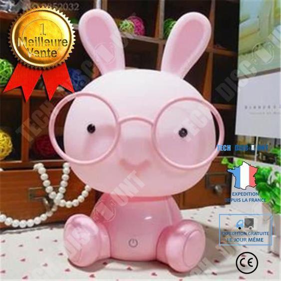 TD® rose Mignon Bébé Lampe Lapin Veilleuse Led Lampe de Nuit De Noël Cadeau De Chevet Décor Enfants Belle Lunettes Lapins Lumières