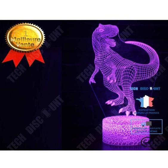 TD® Veilleuse 3D pour lampe hologramme de la chambre à coucher de lenfant, CROWNSTARQI, Meilleurs cadeaux Noël (T Rex et 3 dinosau