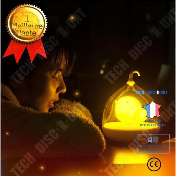 TD® Veilleuse Bébé Enfant rechargeable lampe de Nuit volière oiseau avec contrôle tactile rose pour enfant fille