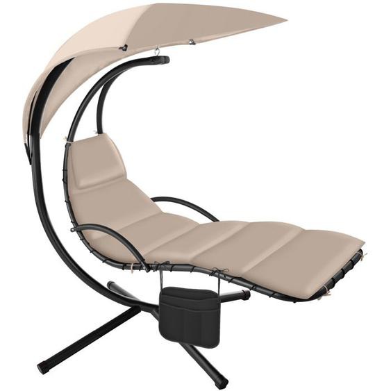 TECTAKE Fauteuil suspendu ELARIA avec pare-soleil protection UV et poche latérale résistant et stable - Beige