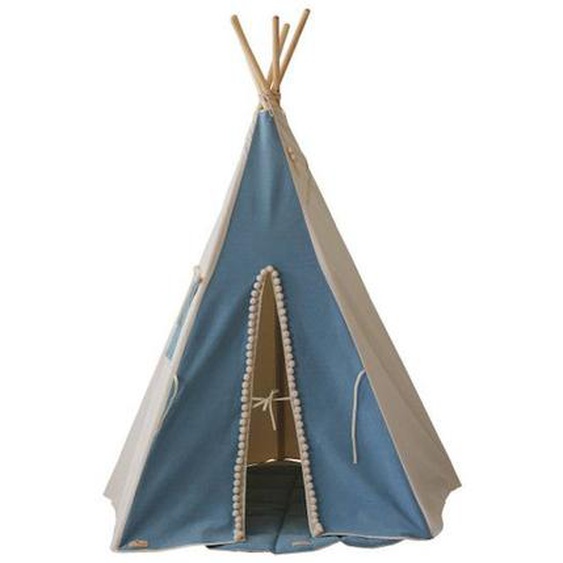 Tente Tipi Enfant Moi Mili Jeans - Bleu - Tu Avec Fenêtre Et Pompons Bleu