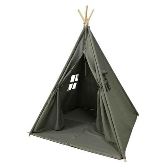 Tente tipi grise pour enfant bois FSC et coton