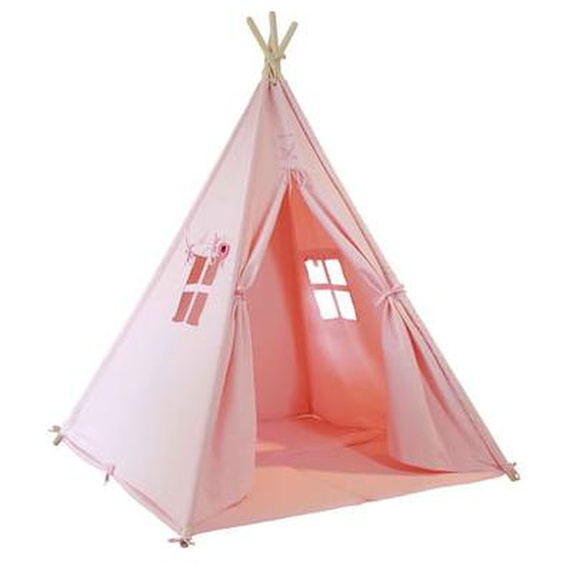 Tente tipi rose pour enfant bois FSC et coton