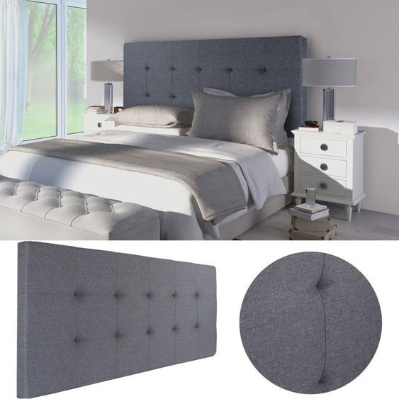 Tête De Lit Capitonnée Elza En Tissu Gris Anthracite Pour Lit 140 Et 160 Cm