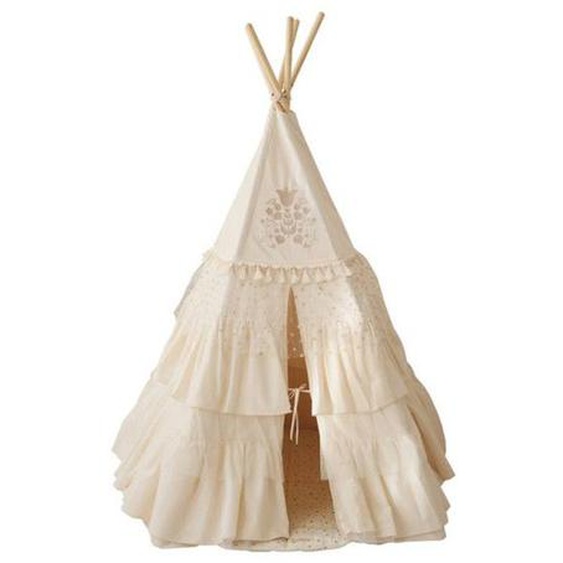 Tipi Avec Volants Et Broderie Enfant Moi Mili boho - Boho - Tu Beige