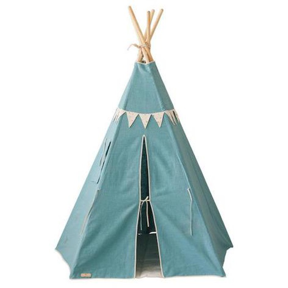 Tipi Enfant Moi Mili - Gold Star - Tissu 100% Lin - Fenêtre Bleu