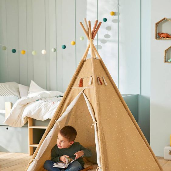 Tipi réversible Géronimo en tissu et bois FSC® caramel