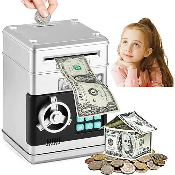 Tirelire électronique pour enfants, tirelire numérique avec mot de passe Grande tirelire électrique ATM Bank Safe Machine, Argent