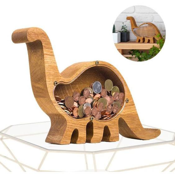 Tirelire en bois en forme de dinosaure,Transparent Tirelire,Cadeaux Anniversaire