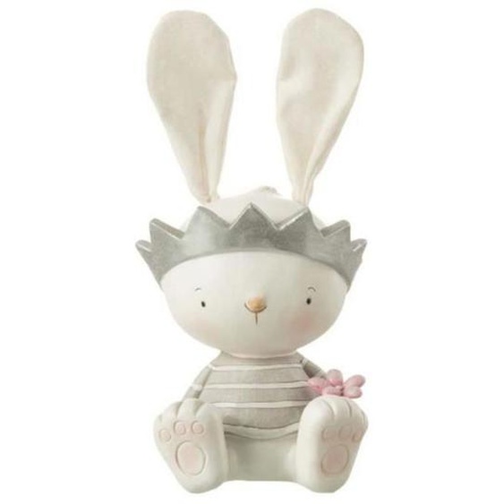 Tirelire Enfant Lapin Assis 29cm Blanc & Gris