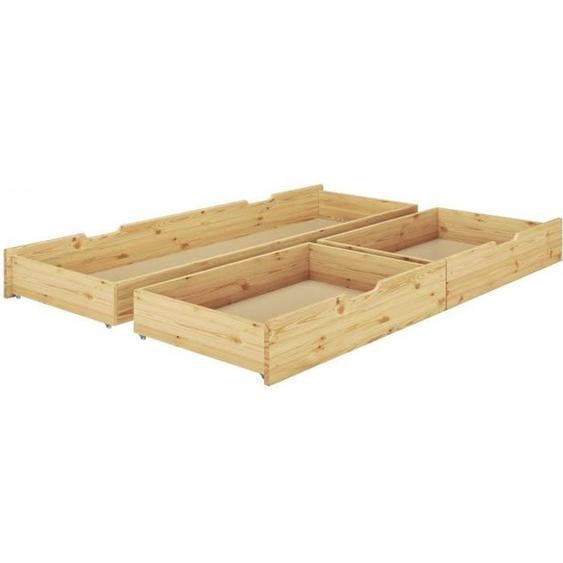 Tiroir de lit pin naturel, tiroir de rangement pour lit adulte, 3 pièces 90.10-S3