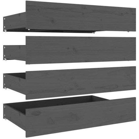 Tiroir de lit rangement avec roulettes lot de 4 bois de pin gris