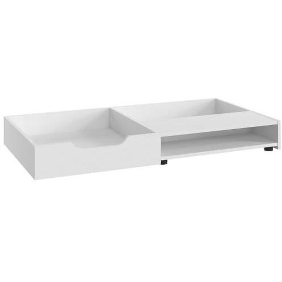 Tiroir de rangement Binno pour lit enfant de 70x140 cm. Fabriqué en panneaux de particules en blanc.