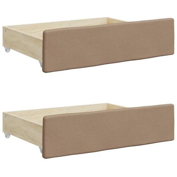 Tiroirs de lit 2 pcs cappuccino bois dingénierie et similicuir Mothinessto YY12678