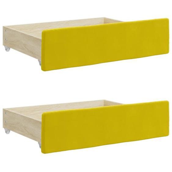 Tiroirs de lit 2 pcs jaune bois dingénierie et velours Mothinessto YY10759