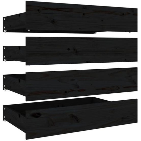 Tiroirs de lit 4 pcs Noir Bois de pin massif18 [cm]