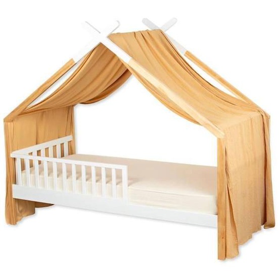 Toile De Lit Cabane - Sevira Kids - Double Gaze - Pois Dorés - 90x190/200 Cm - Made In France Marron