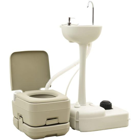 Toilette portable de camping 10+10L et support à lave-mains 20L