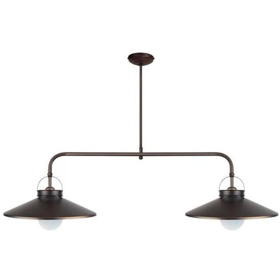 TOSEL Lustre 2 lumières - luminaire intérieur - acier bronze - Style vintage - H80cm L66cm P66cm