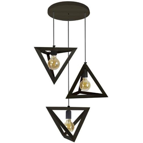 TOSEL Lustre 3 lumières - luminaire intérieur - bois noir - Style urbain - H90cm L45cm P45cm