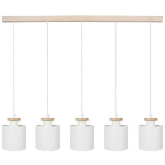 TOSEL Lustre 5 lumières - luminaire intérieur - acier blanc ivoire - Style inspiration nordique - H90cm L90cm P13,5cm