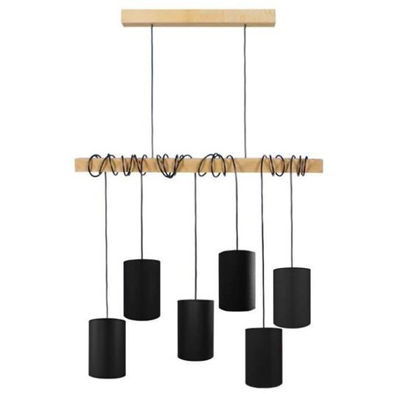 TOSEL Lustre 6 lumières - luminaire intérieur - tissu  noir - Style inspiration nordique - H180cm L80cm P12cm