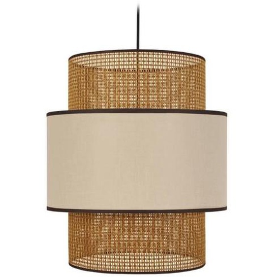 TOSEL Suspension 1 lumière - luminaire intérieur - tissu  crème - Style inspiration nordique - H106cm L40cm P40cm