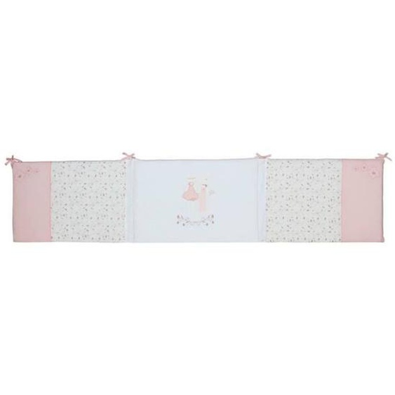 Tour De Lit 40x180 Cm Rose Et Lili Blanc