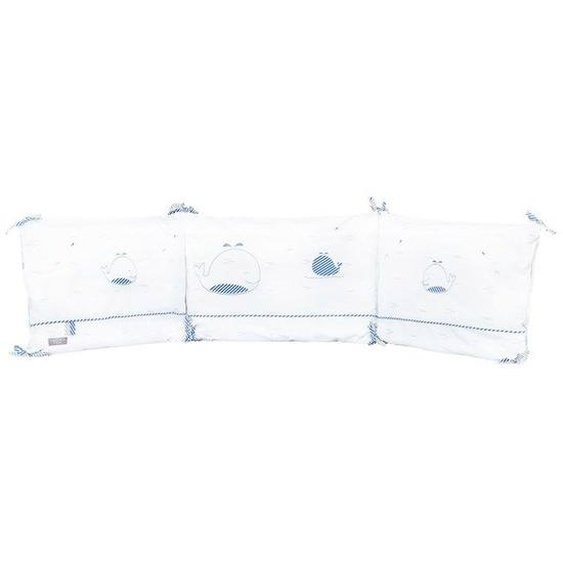 Tour De Lit Bébé Blue Baleine - Sauthon - Déhoussable - 3 Coussins Blanc