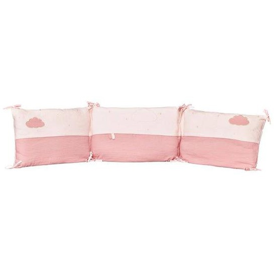 Tour De Lit Bébé En Coton - Sauthon - Lily Poudrée - Rose - 40x19x190 - Collection Lily Rose