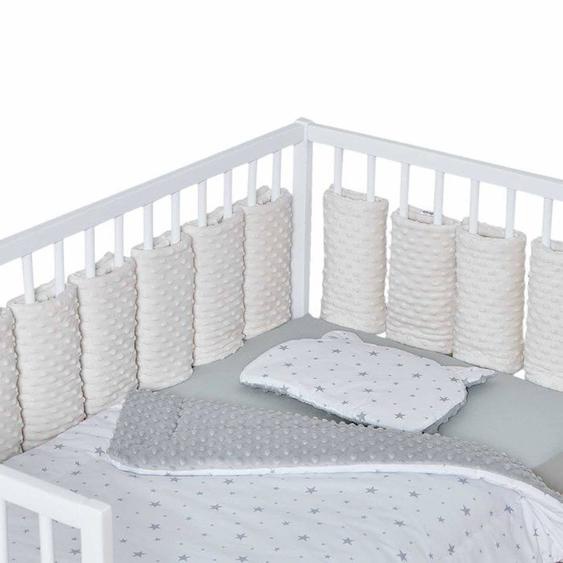 Tour De Lit Modulable 10 Pièces En Minky Extra Doux, Minky Écru Pour Lit Bébé De 60x120 Ou 70x140 Cm Beige