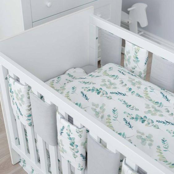 Tour De Lit Modulable Et Réversible, Eucalyptus Multicolore Pour Lit Bébé De 60x120 Ou 70x140 Cm Blanc