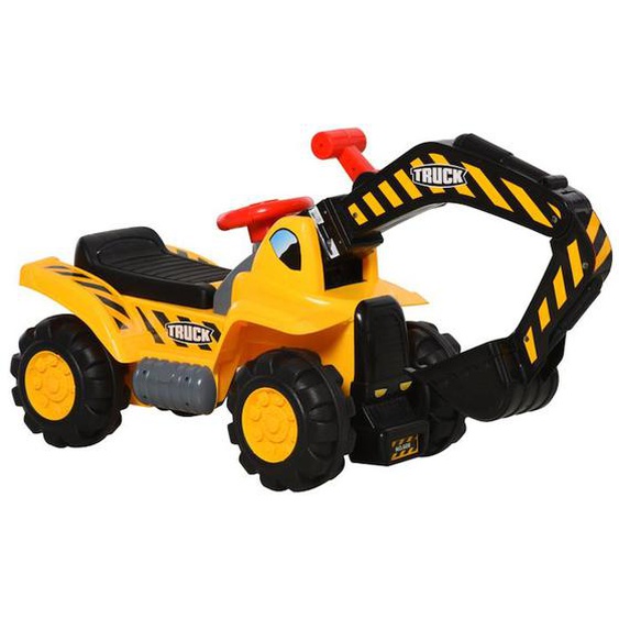 Tracteur Tractopelle Enfant Dès 3 Ans Coffre Panier De Basket Intégré Et Balles Hdpe Jaune Noir Jaune