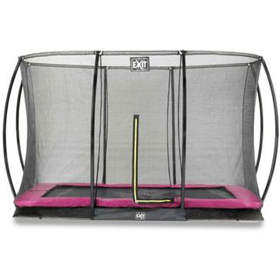 Trampoline enterré 244x366cm rose et filet de sécurité