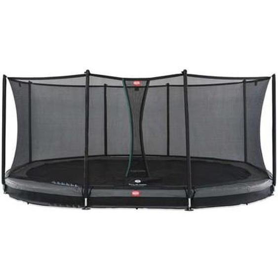 Trampoline ovale enterré gris 520 cm et filet de sécurité