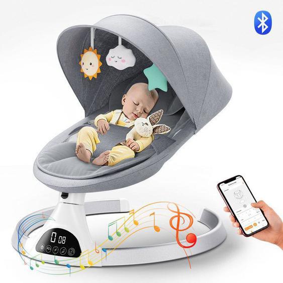 Transat Bébé Électrique, Balancelle bebe electrique de La Naissance à 9 Mois,5 Amplitudes de Vibrations pour Style contrôle APP