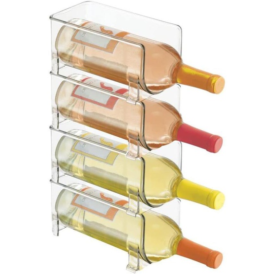 Transparent Range-Bouteilles (Lot De 4) ¿ Casier À Bouteilles Empilable En Plastique Pour 1 Bouteille De Vin Ou Autre Boisson ¿ Étagère À Vin Moderne Pour Jusquà 4 Bouteilles Au Total ¿ Transparent