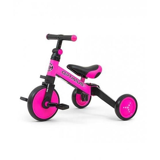 Tricycle 3-en-1 Milly Mally Optimus - Rose - Pour Enfant De 18 Mois À 4 Ans - Pneus En Caoutchouc Rose