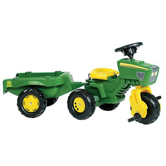 Tricycle À Pédales Avec Remorque Rollytrac John Deere - Rolly Toys - Vert - A Partir De 3 Ans Vert