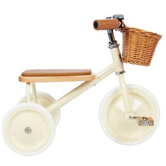 Tricycle vintage en métal crème