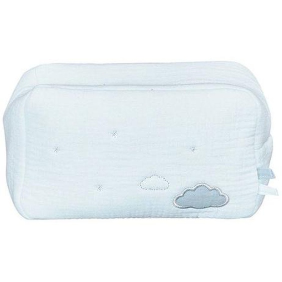 Trousse De Toilette - Lily - Coton Bio - Souple - Zippée - 14x11x22 Cm Bleu