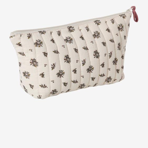 Trousse de toilette enfant en gaze de coton imprimé fleurs grenier